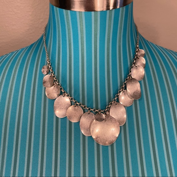 Silver tone disc coin necklace - Picture 7 of 10